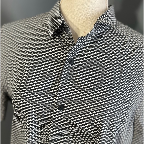 Armani Exchange Fitted Casual Button Up Shirt Micro Pattern Winter 2015 Men's L - Picture 5 of 9